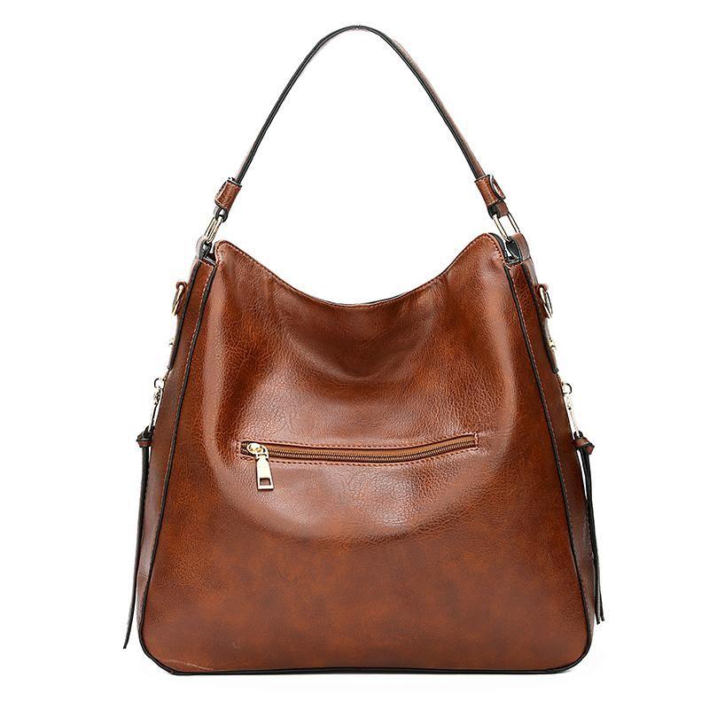 Bolso hobo de cuero lujoso con características antirrobo