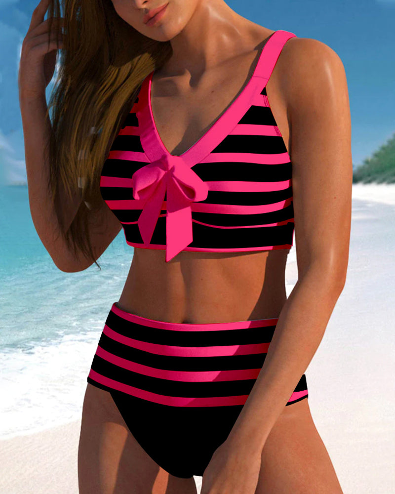 Laluna® | Bikini de Rayas de Talle Alto