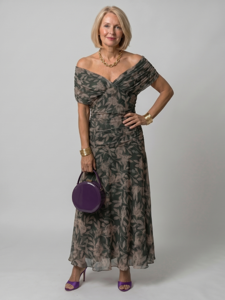 Vestido midi fluido con hombros descubiertos Calen - Silueta elegante y sin esfuerzo