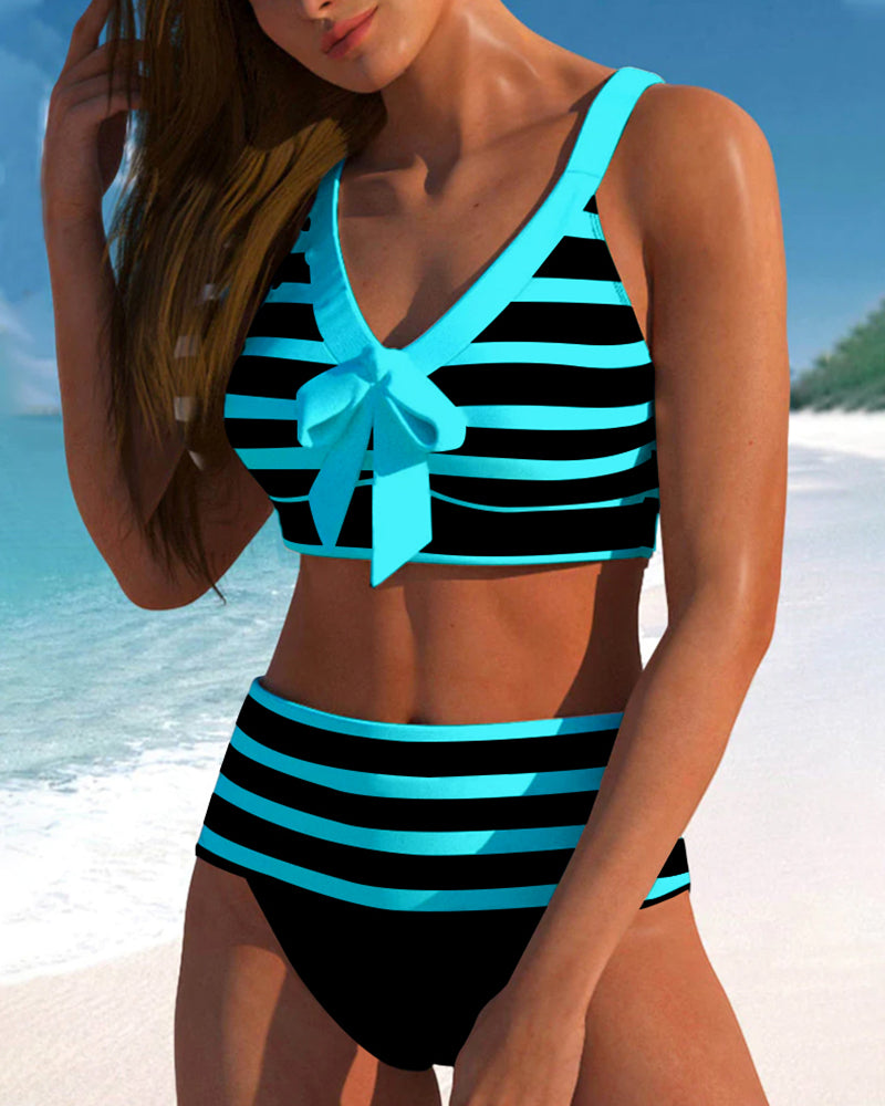 Laluna® | Bikini de Rayas de Talle Alto