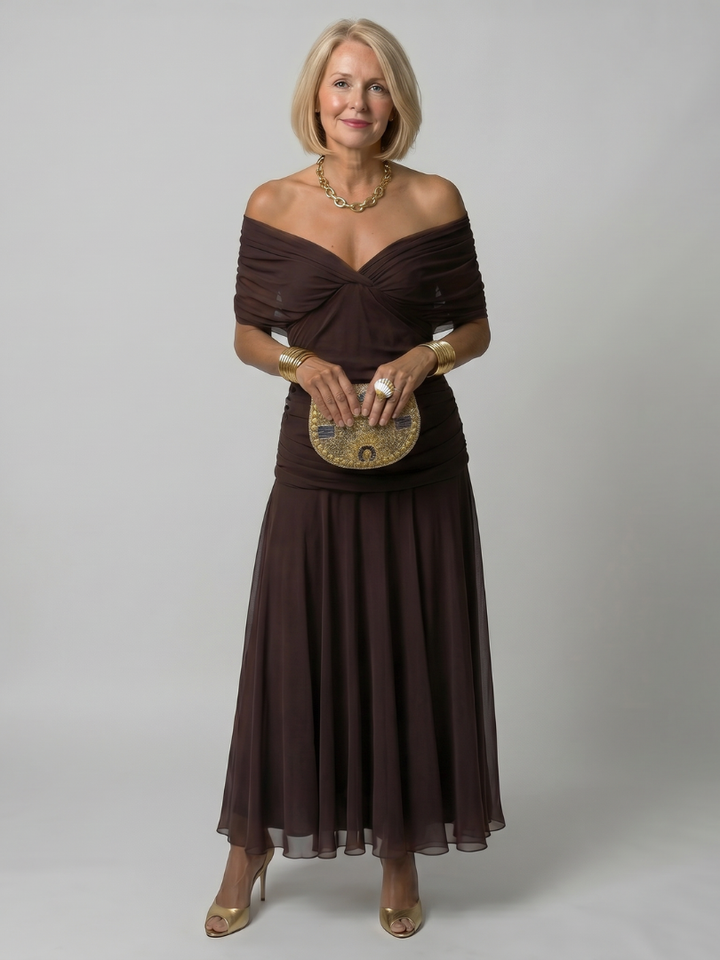Vestido midi fluido con hombros descubiertos Calen - Silueta elegante y sin esfuerzo