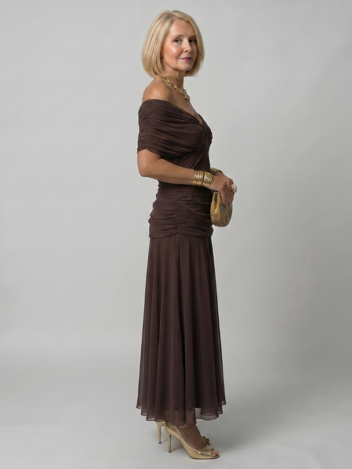 Vestido midi fluido con hombros descubiertos Calen - Silueta elegante y sin esfuerzo