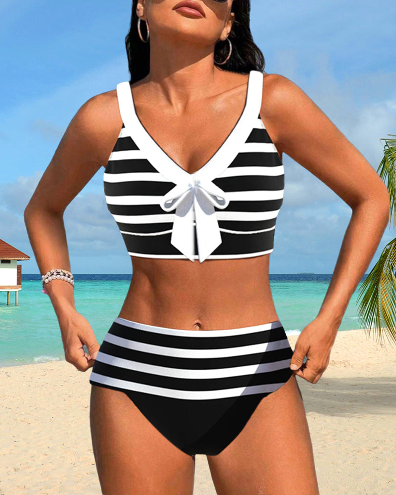 Laluna® | Bikini de Rayas de Talle Alto