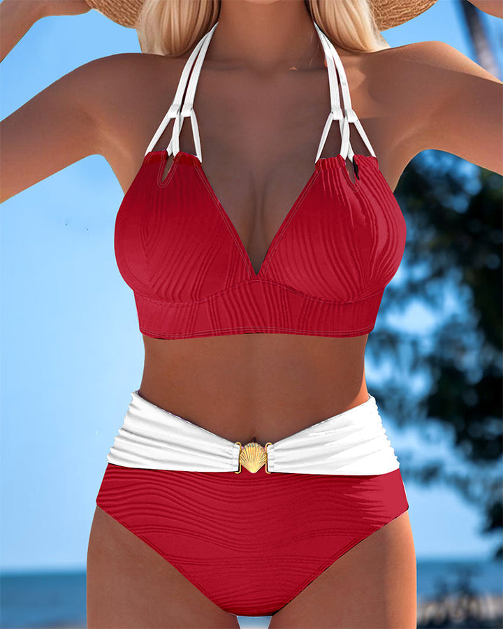 Tankini Texturizado Ajustado para Mujer