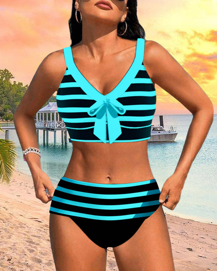 Laluna® | Bikini de Rayas de Talle Alto