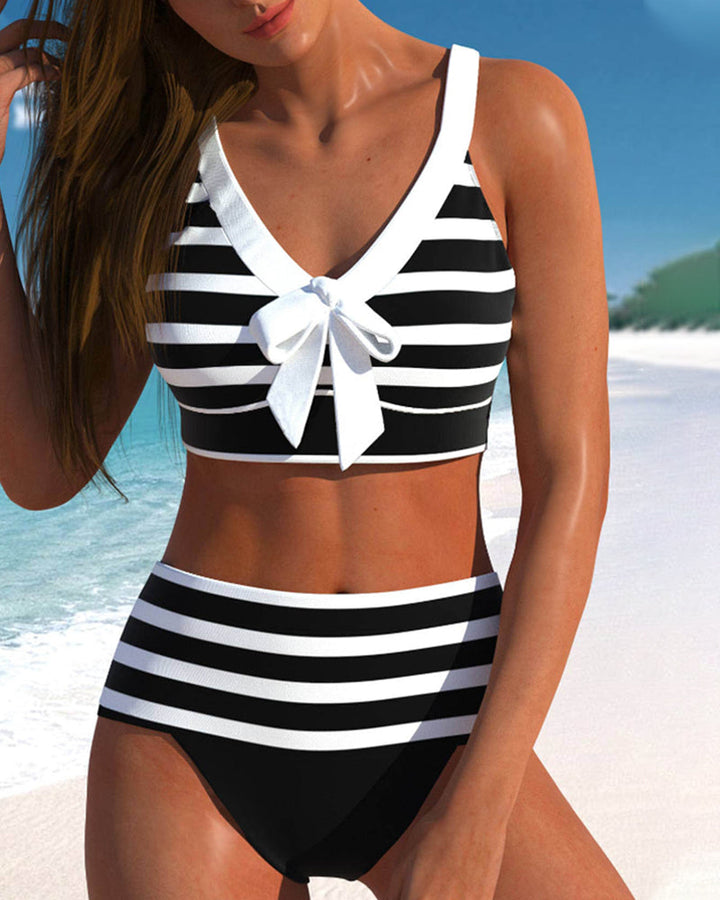 Laluna® | Bikini de Rayas de Talle Alto