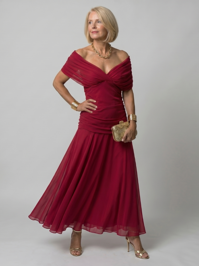 Vestido midi fluido con hombros descubiertos Calen - Silueta elegante y sin esfuerzo