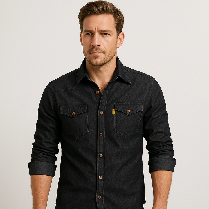 Camisa de mezclilla de algodón AdaptiveFit: confeccionada a medida para hombres