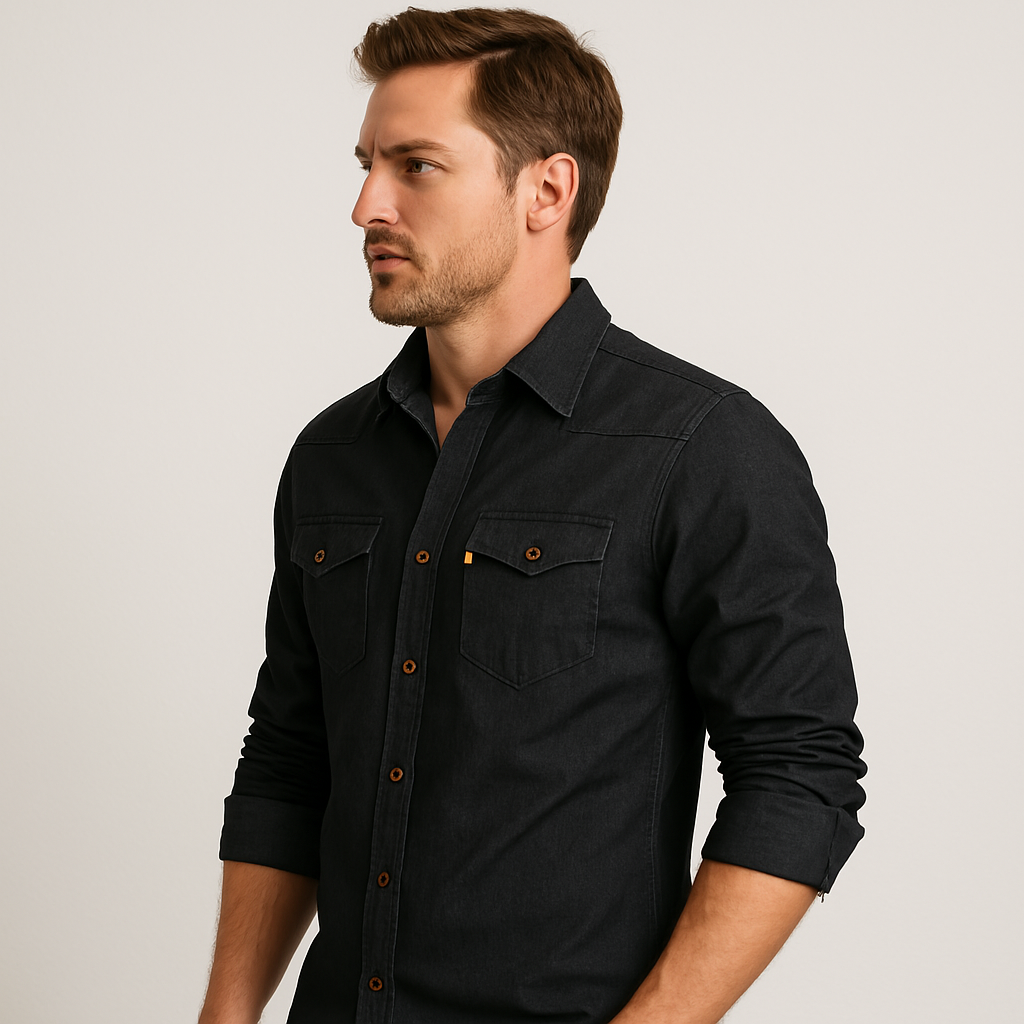 Camisa de mezclilla de algodón AdaptiveFit: confeccionada a medida para hombres