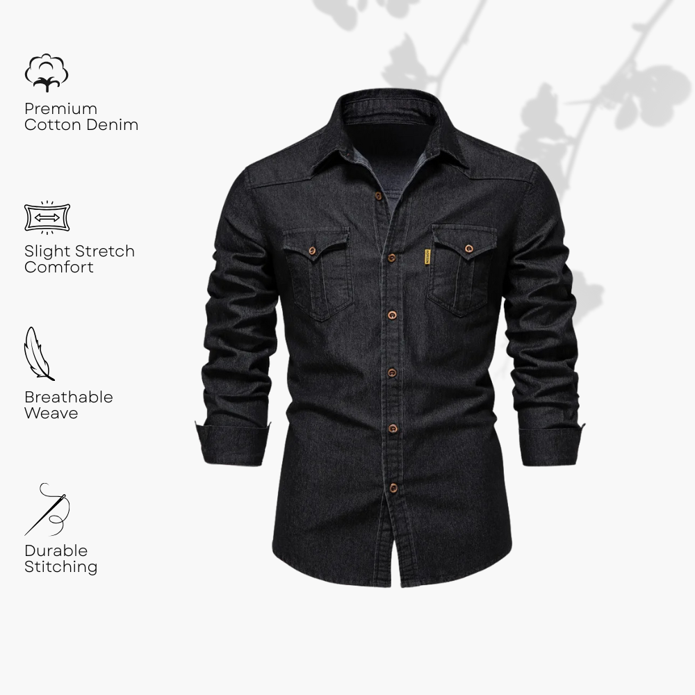 Camisa de mezclilla de algodón AdaptiveFit: confeccionada a medida para hombres