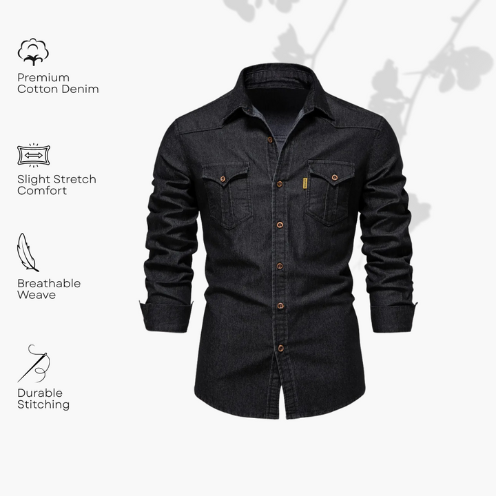 Camisa de mezclilla de algodón AdaptiveFit: confeccionada a medida para hombres