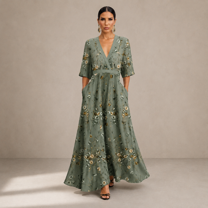 Elena™ | Vestido largo elegante floral