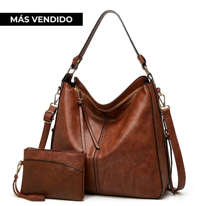 Bolso de cuero con protección antirrobo + Monedero Pouch GRATIS