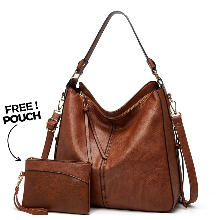 Bolso hobo de cuero lujoso con características antirrobo