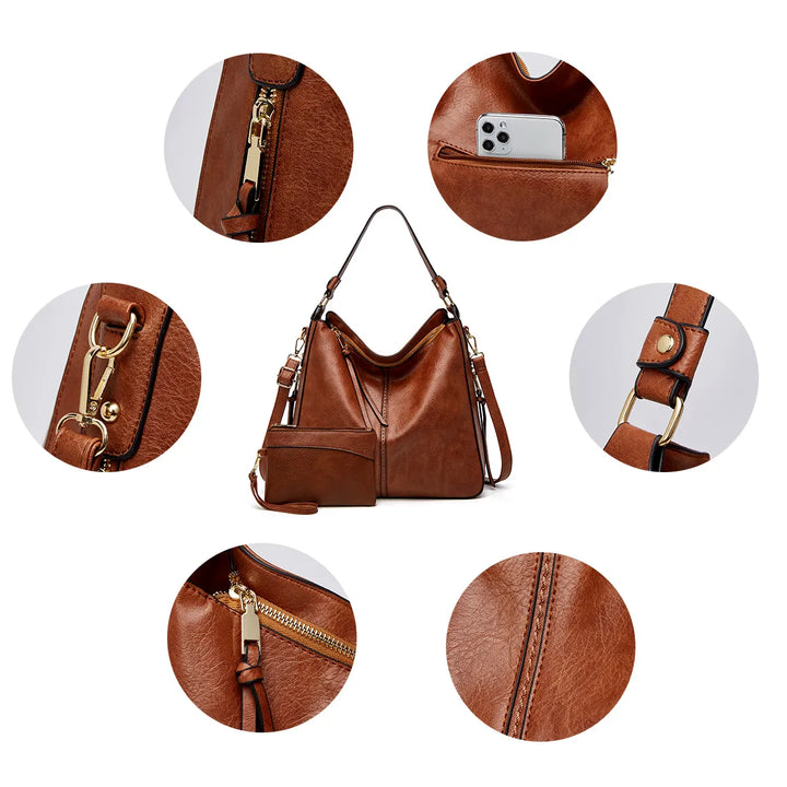 Bolso de cuero con protección antirrobo + Monedero Pouch GRATIS
