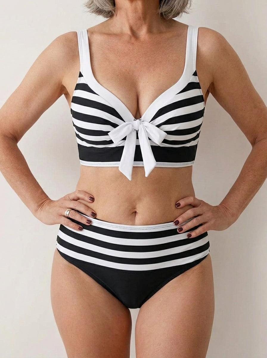 Laluna® | Bikini de Rayas de Talle Alto