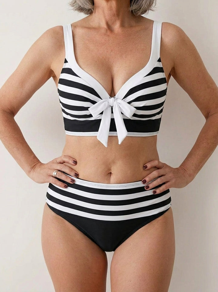 Laluna® | Bikini de Rayas de Talle Alto