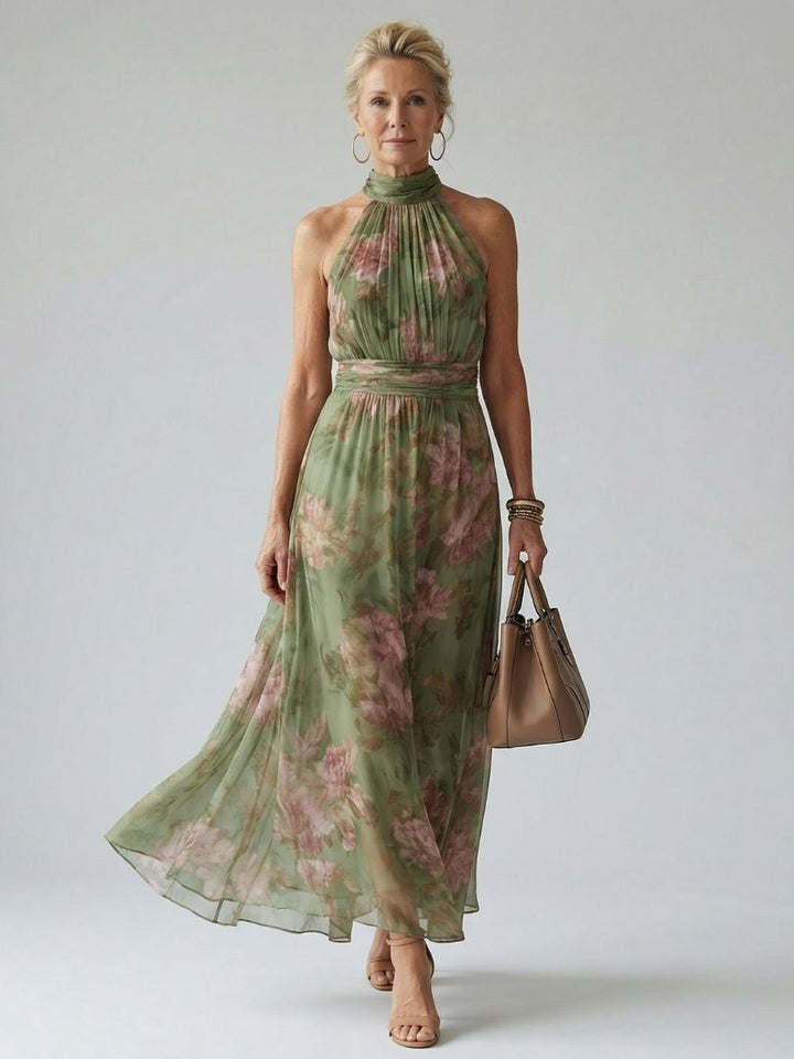 Vestido midi halter con frunce Mirelle – Chic sin esfuerzo