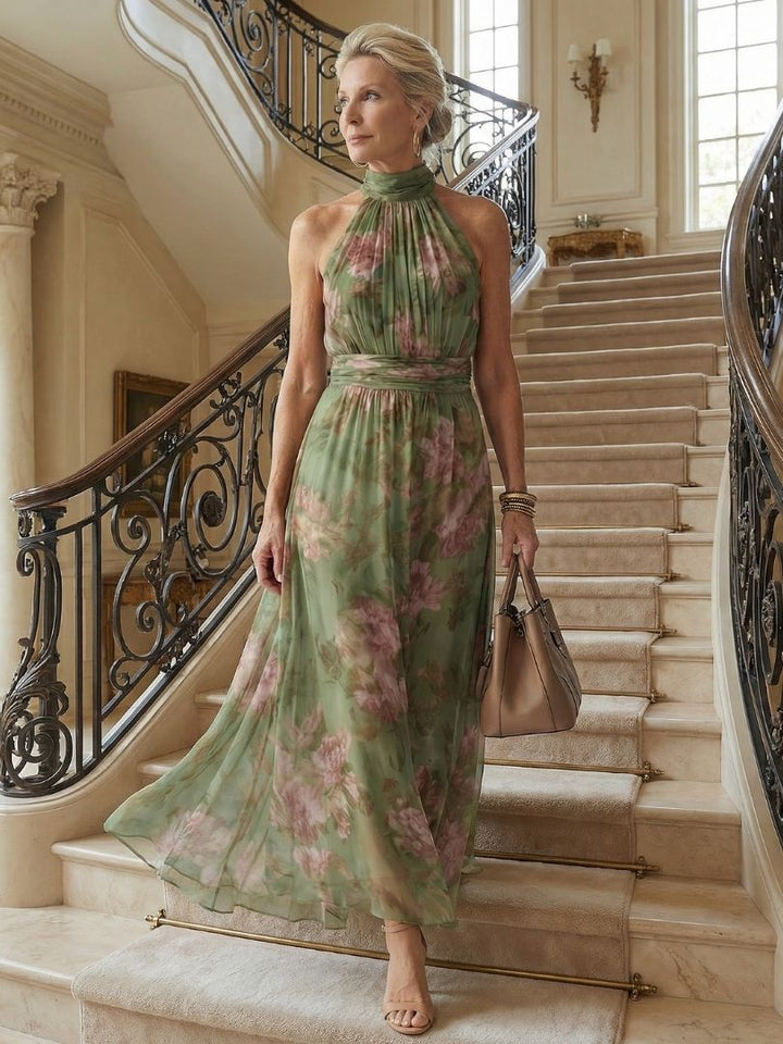 Vestido midi halter con frunce Mirelle – Chic sin esfuerzo