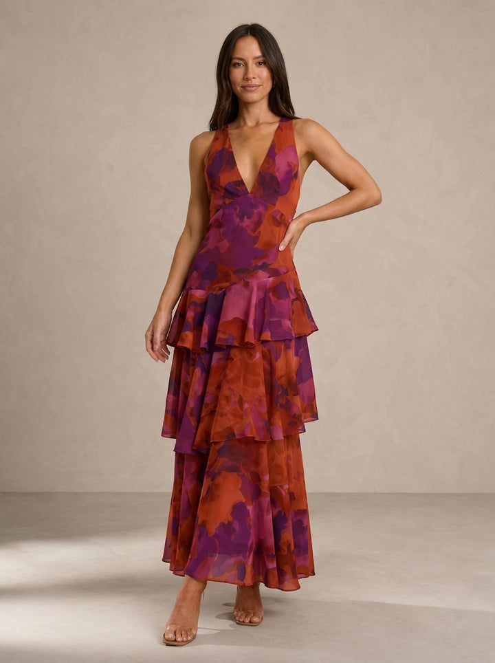 Julia™ |Vestido con Estampado Floral y Escote Profundo