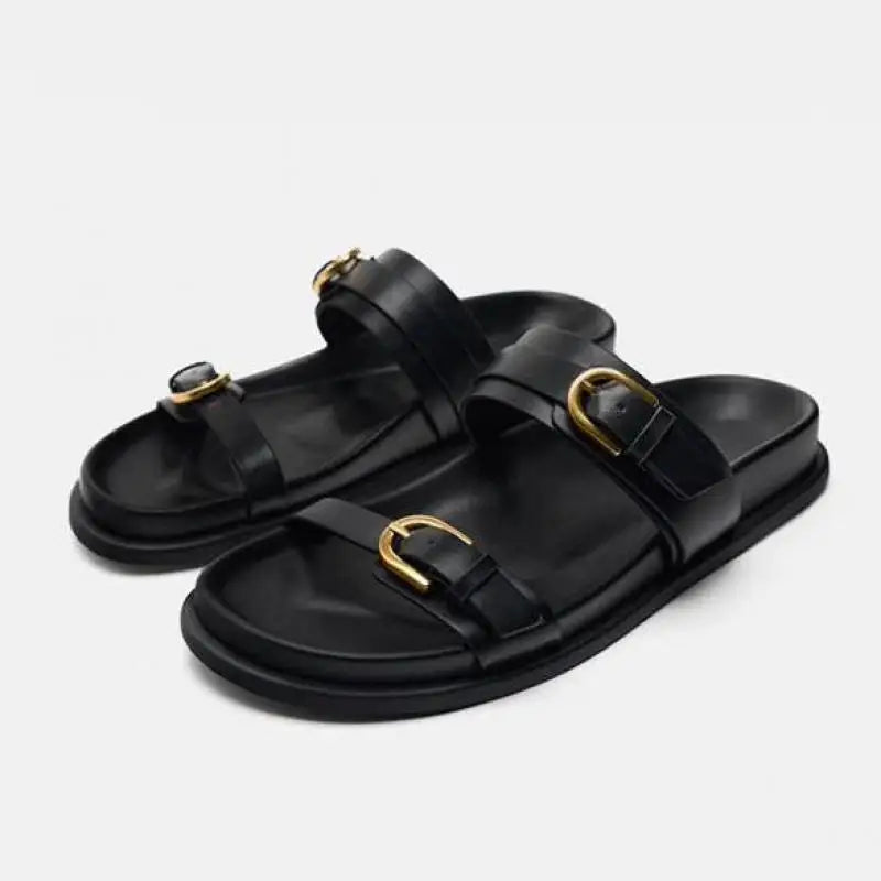 Sandalias de cuero con hebilla Lucía