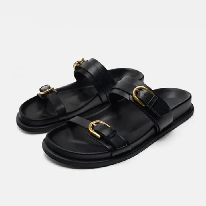 Sandalias de cuero con hebilla Lucía