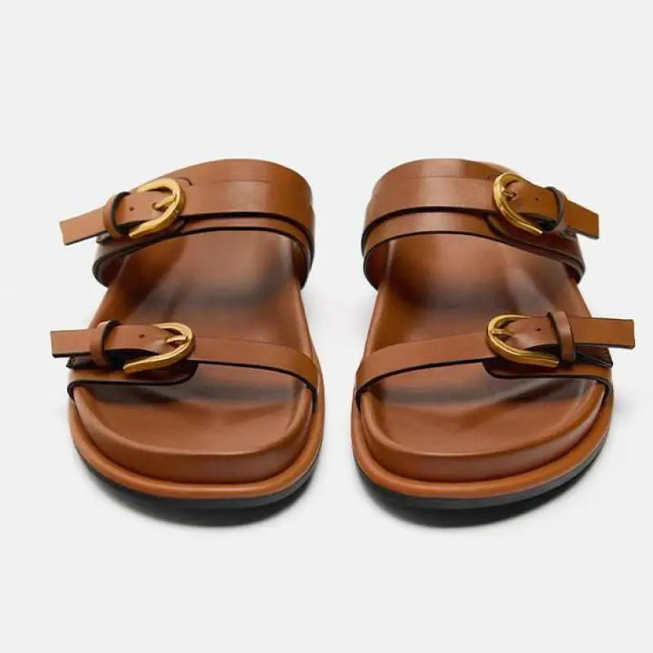 Sandalias de cuero con hebilla Lucía