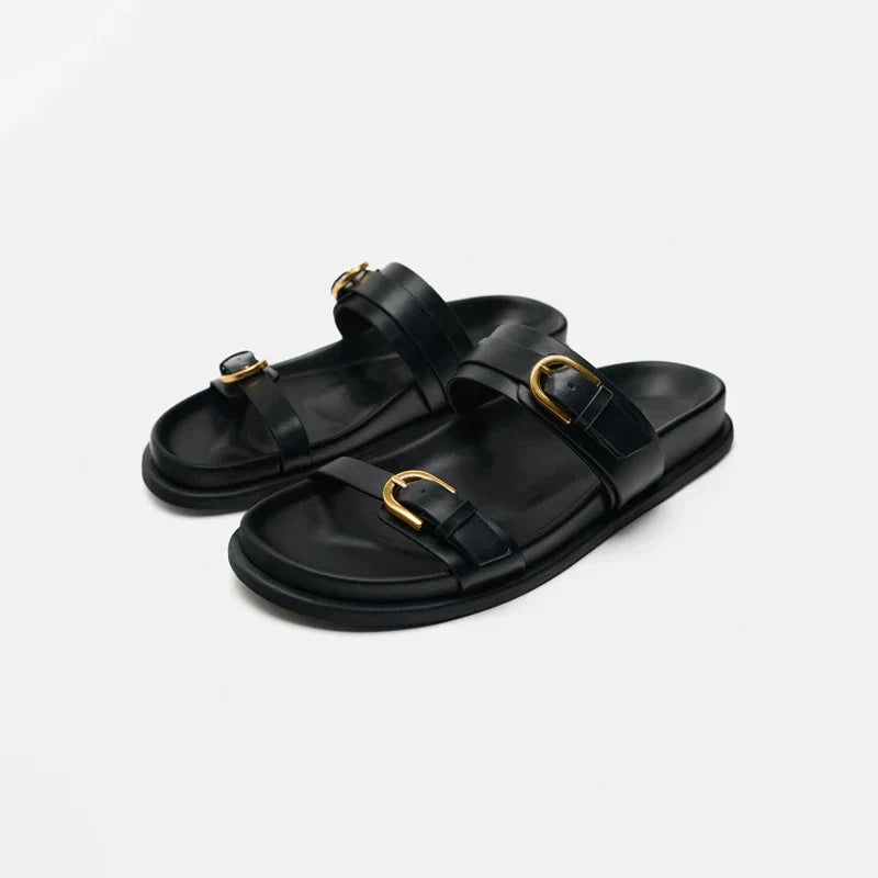 Sandalias de cuero con hebilla Lucía