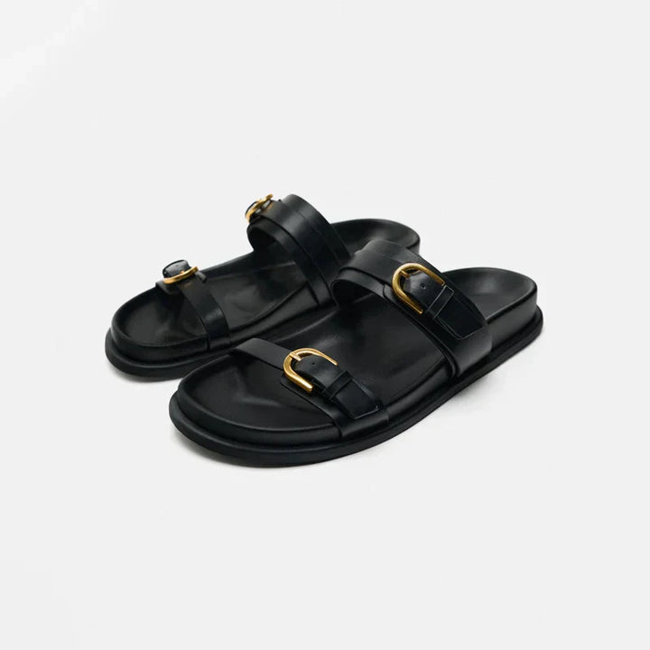 Sandalias de cuero con hebilla Lucía
