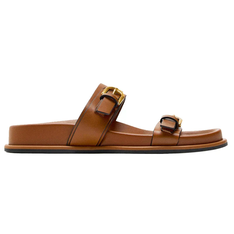 Sandalias de cuero con hebilla Lucía