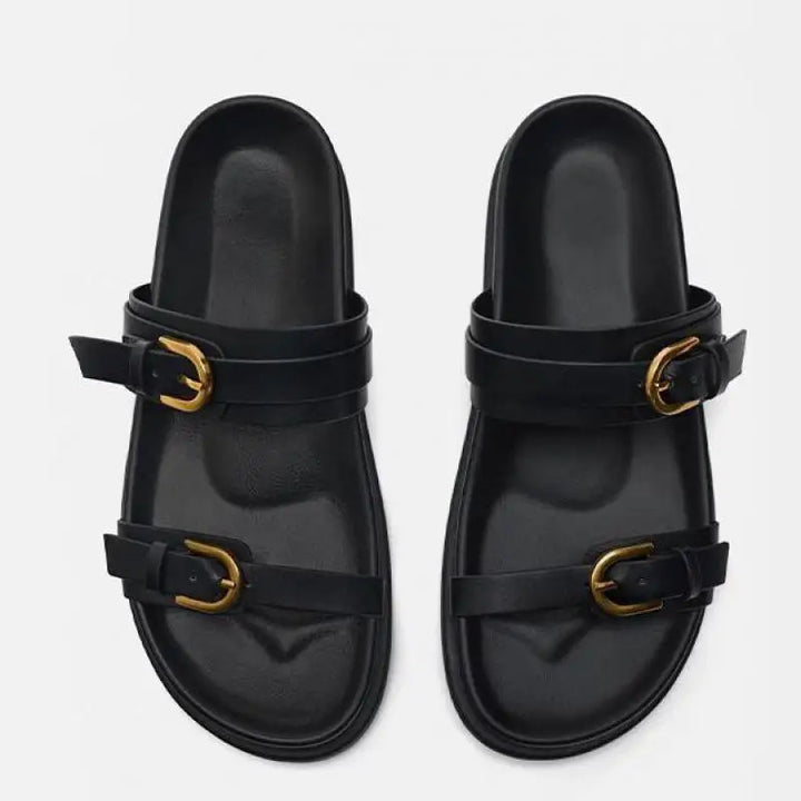 Sandalias de cuero con hebilla Lucía
