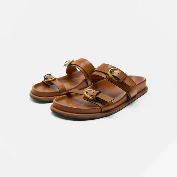 Sandalias de cuero con hebilla Lucía
