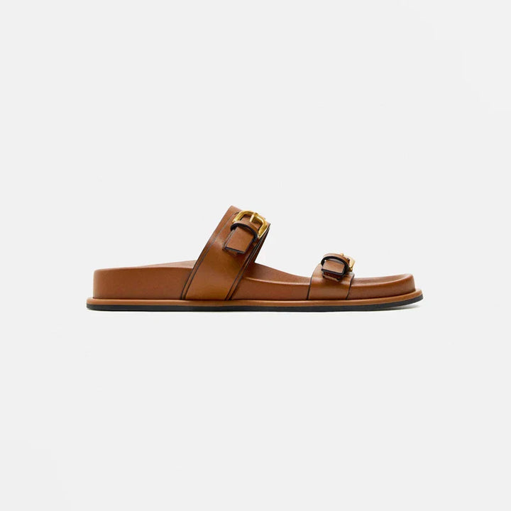 Sandalias de cuero con hebilla Lucía