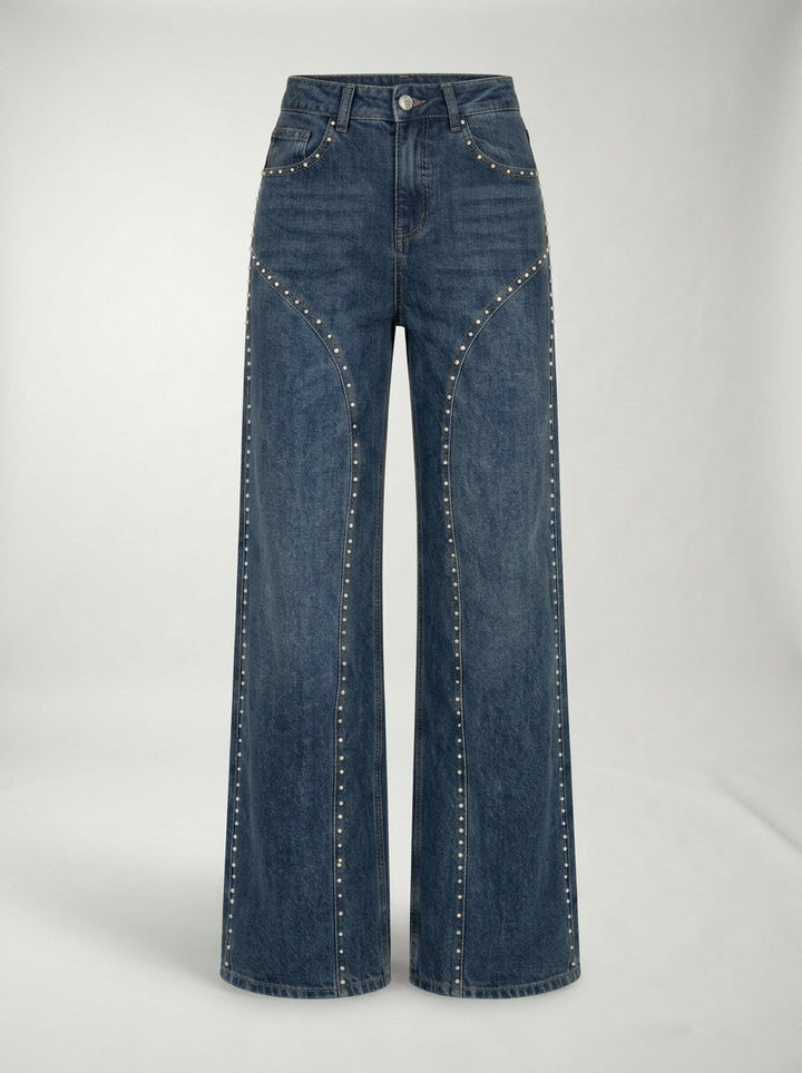 Jeans Dritti con Dettaglio Strass