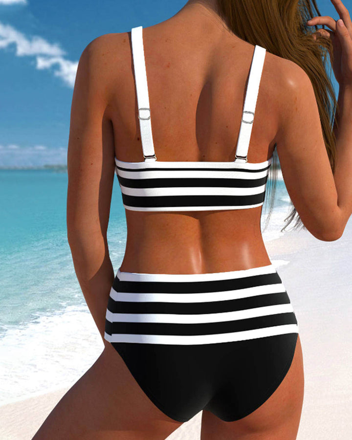 Laluna® | Bikini de Rayas de Talle Alto