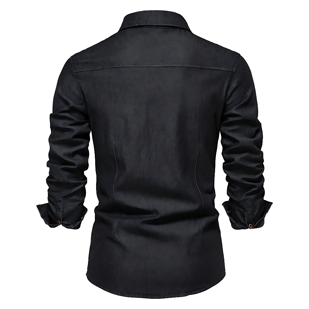 Camisa de mezclilla de algodón AdaptiveFit: confeccionada a medida para hombres