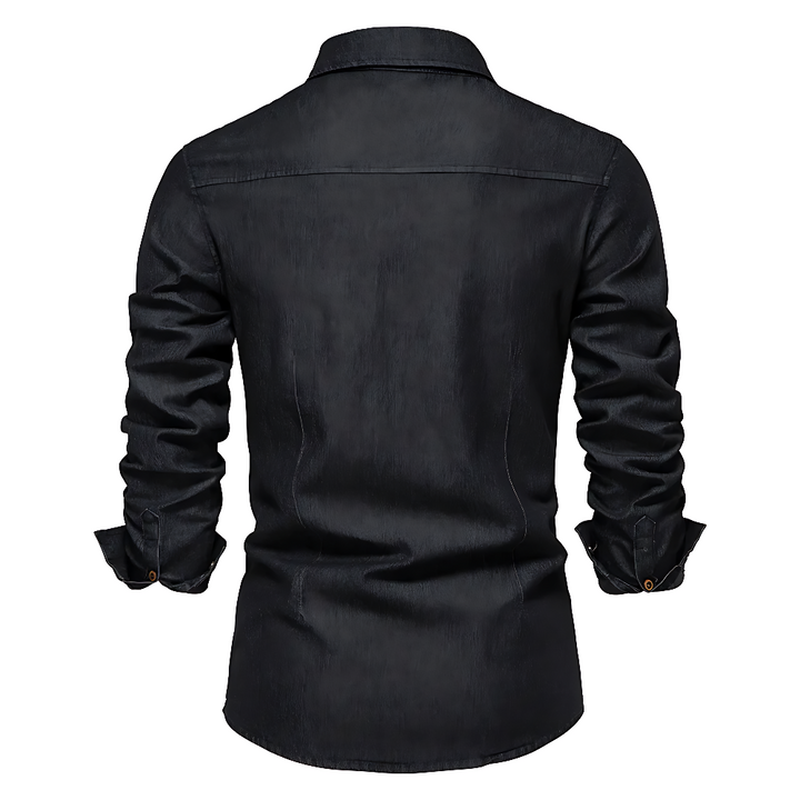 Camisa de mezclilla de algodón AdaptiveFit: confeccionada a medida para hombres