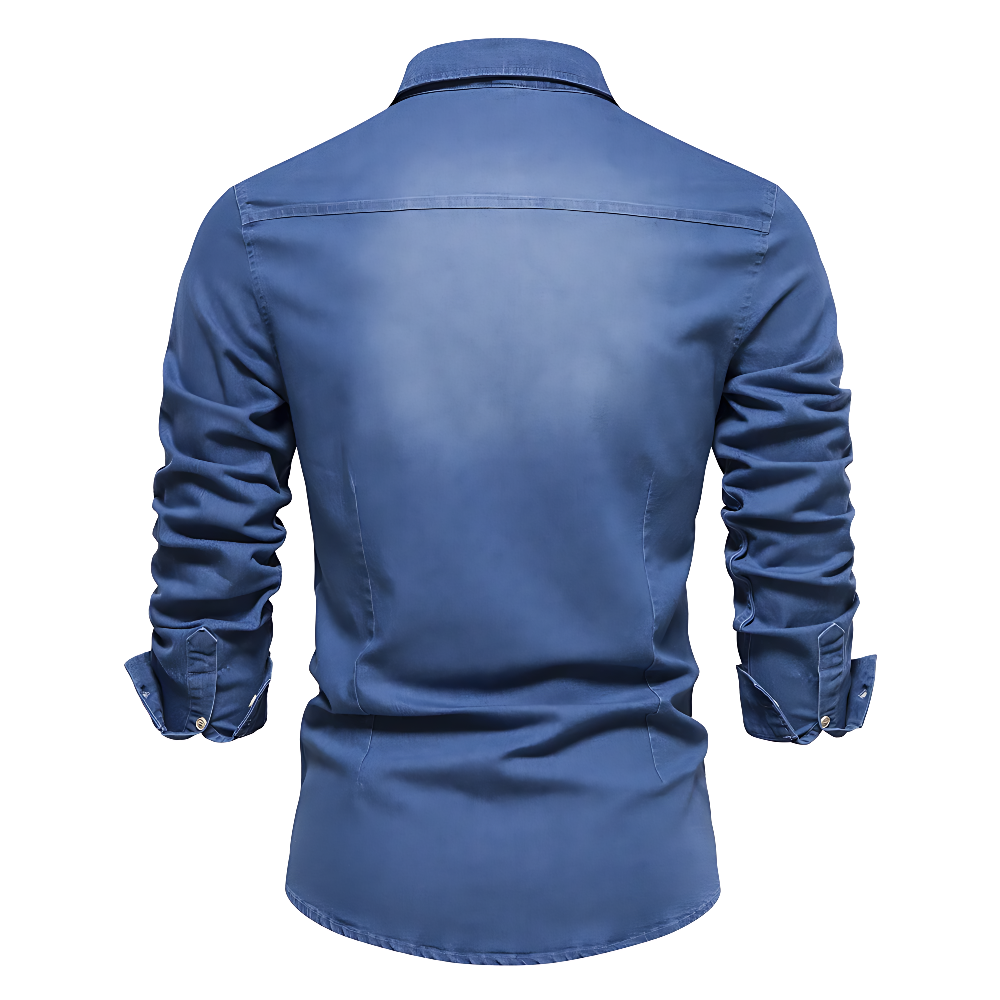 Camisa de mezclilla de algodón AdaptiveFit: confeccionada a medida para hombres