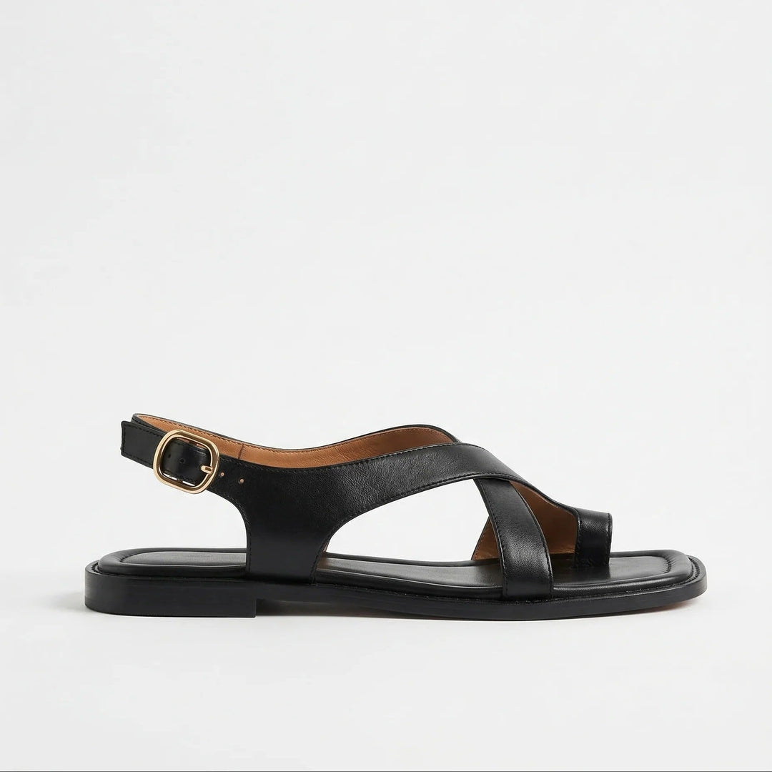 Sandalias cruzadas en cuero italiano