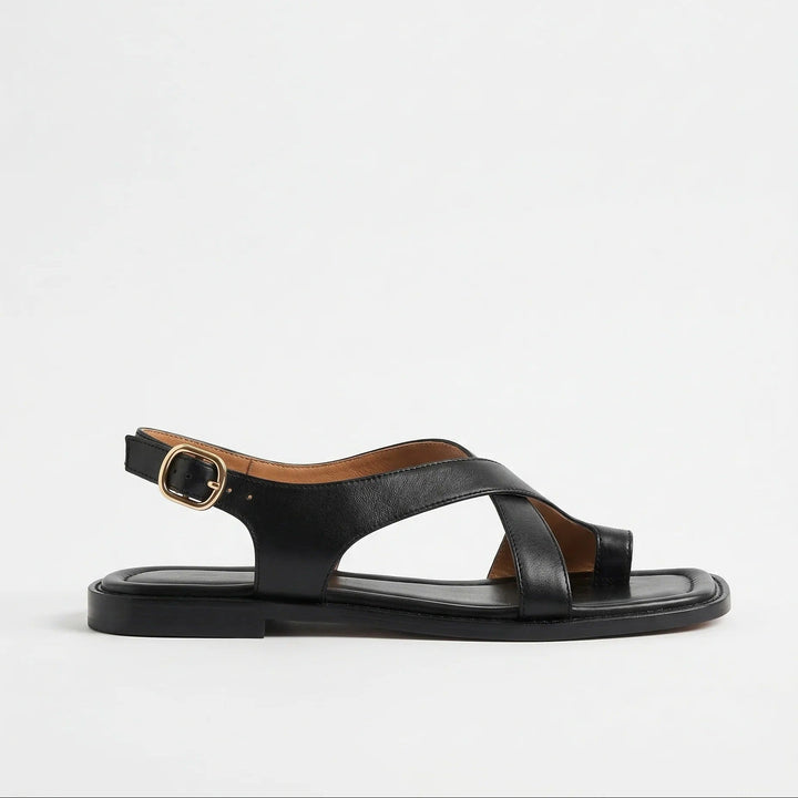 Sandalias cruzadas en cuero italiano