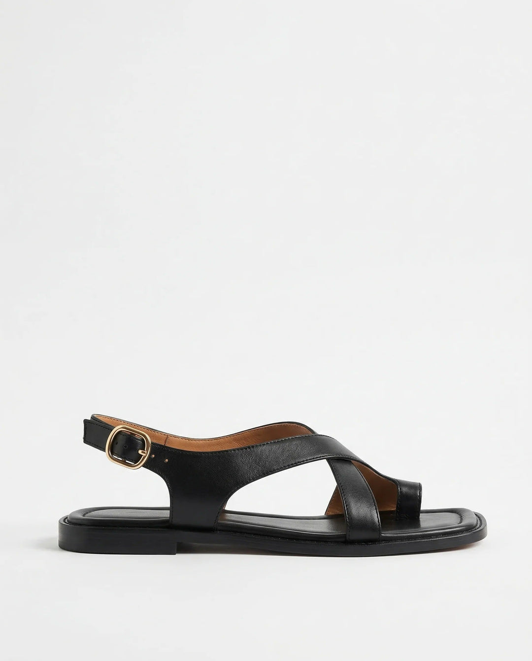 Sandalias cruzadas en cuero italiano