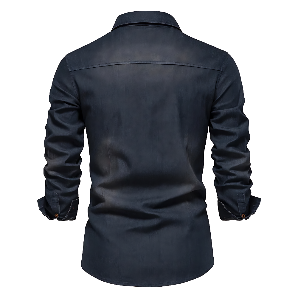Camisa de mezclilla de algodón AdaptiveFit: confeccionada a medida para hombres