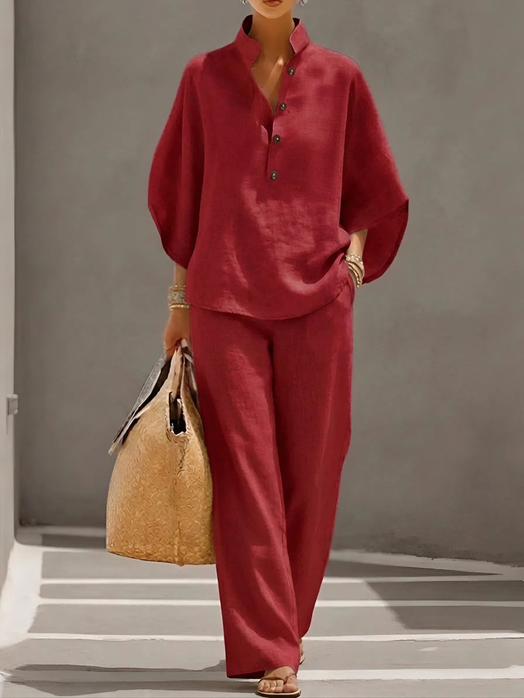 Conjunto de dos piezas de lino y algodón Ellen™