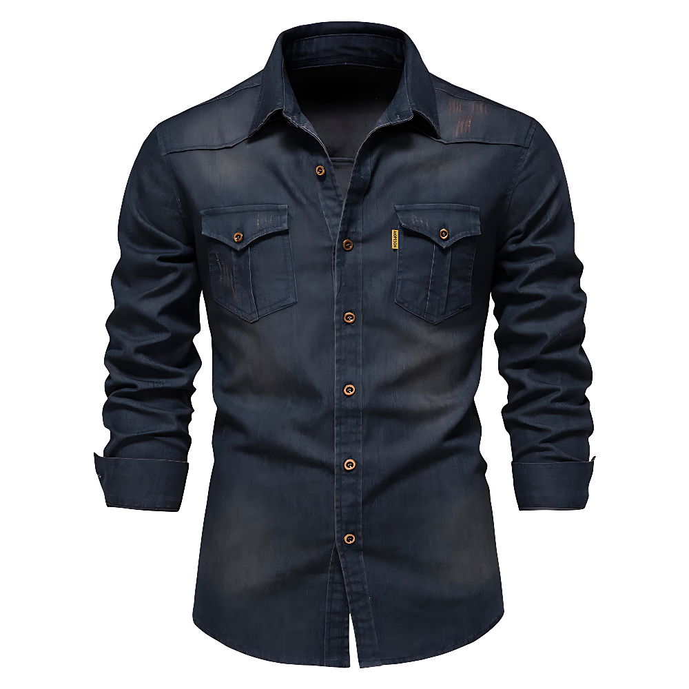 Camisa de mezclilla de algodón AdaptiveFit: confeccionada a medida para hombres