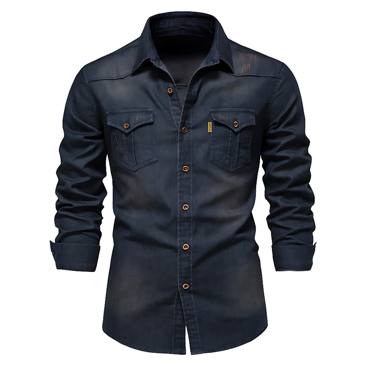 Camisa de mezclilla de algodón AdaptiveFit: confeccionada a medida para hombres