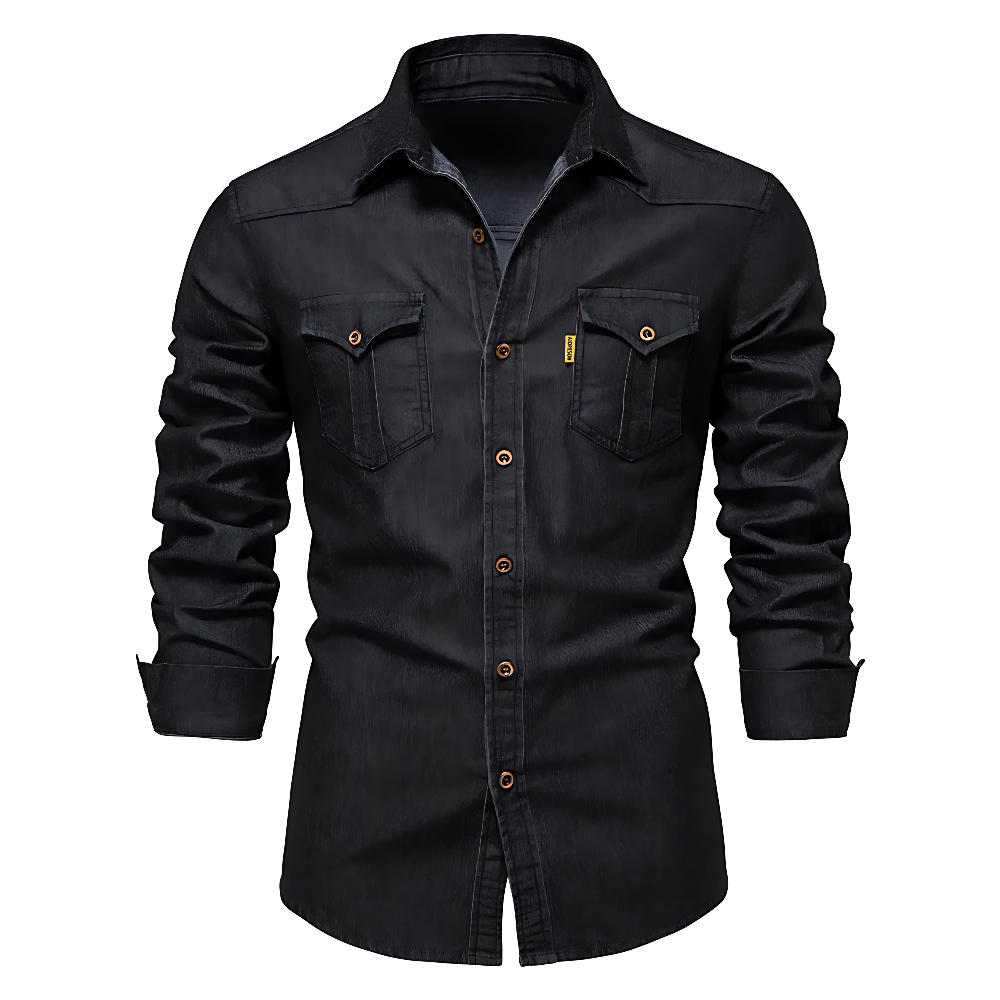 Camisa de mezclilla de algodón AdaptiveFit: confeccionada a medida para hombres