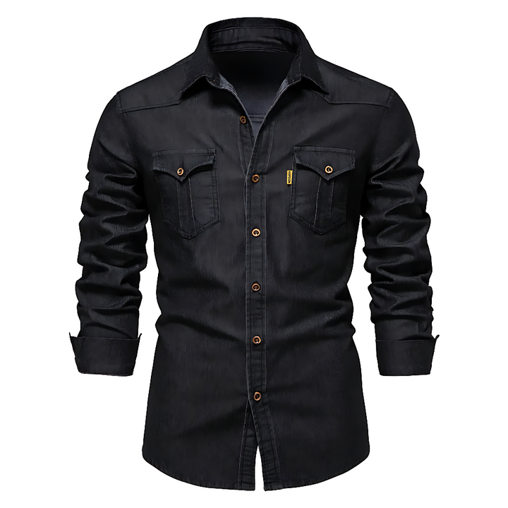 Camisa de mezclilla de algodón AdaptiveFit: confeccionada a medida para hombres