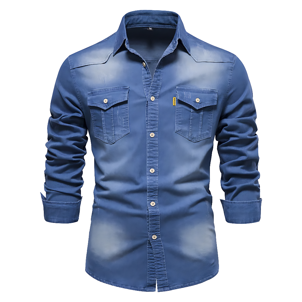 Camisa de mezclilla de algodón AdaptiveFit: confeccionada a medida para hombres